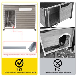 Gowoodhut 43.7" L Dog House Outdoor,Indoor Dog Kennel for Small & Medium & Large Dogs with Openable Asphalt Roof,100% Natural Fir Wood Outdoor Indoor Dog Houses with Removable Floors,Raised Feet,Grey