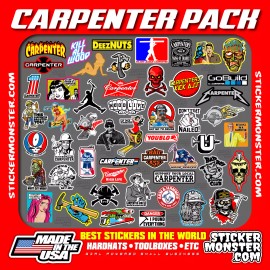 STICKER MONSTER CARPENTER PACK 50+ Hard Hat Stickers HardHat Sticker & Decals, Carpentero