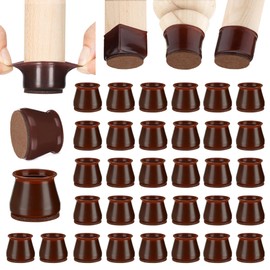 Aneaseit Chair Leg Floor Protectors - 32 pcs Dark Walnut - Felt Bottom Silicone Pads for Hardwood Floors & Furniture Feet - Rubber Caps for Chairs - Medium