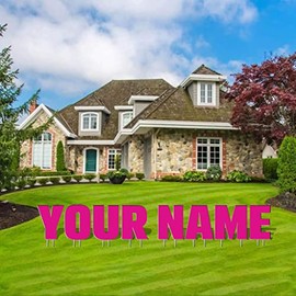 VictoryStore Custom Yard Letters 20 Inch Yard Words, Custom Name Yard Letters, 16 Characters Max, Includes Stakes (Pink)