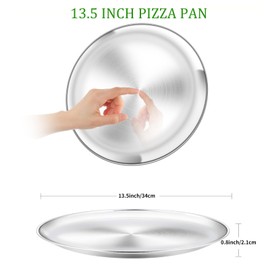 Yododo Pizza Pan, 13½ inch Stainless Steel Pizza Pan Set Large Pizza Oven Pans Tray for Baking Serving, Healthy & Heavy Duty, Dishwasher Safe & Easy Clean - 4 Piece