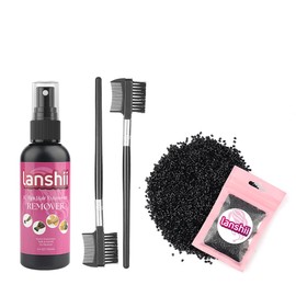 Lanshii Hair Extension Glue Remover for Keratin Extensions 100ml with 100g Italian Keratin Glue Pellets for Hot Fusion Extensions