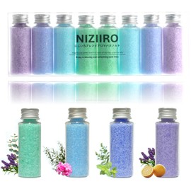 NIZIIRO Hiroshiro Blend Aroma Bath Salt (Epsom Salt) Set of 8, Mini Bottle, Small Divided Assortment, Aroma, Bath Salt, Gift Set, Fashionable Petite Gift, Popular Birthday Gift ☆ (FOREST & SKY)