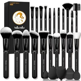 Juego de Brochas de Maquillaje, Mlemle Profesional 26 Piezas Kit de Maquillaje, Incluye Polvo Base Correctores Rubor Sombras de Ojos Cejas 21 Piezas B