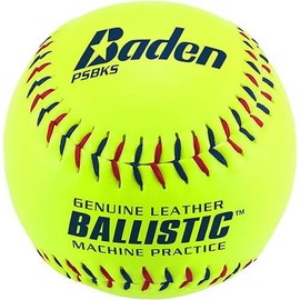 Baden Ballistic Leather Pitching Machine Softball 12" | Reinforced Kevlar Seams for Added Durability | Long Lasting Practice Softball | One Dozen