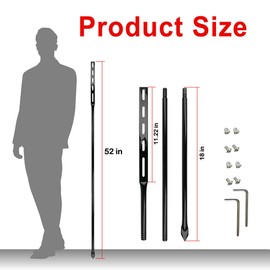 Heavy Duty Metal Sign Stakes with Mounting Hardware, Black Steel, 52 Inch Length, Ground Post for Yard Signs, 2 Pack