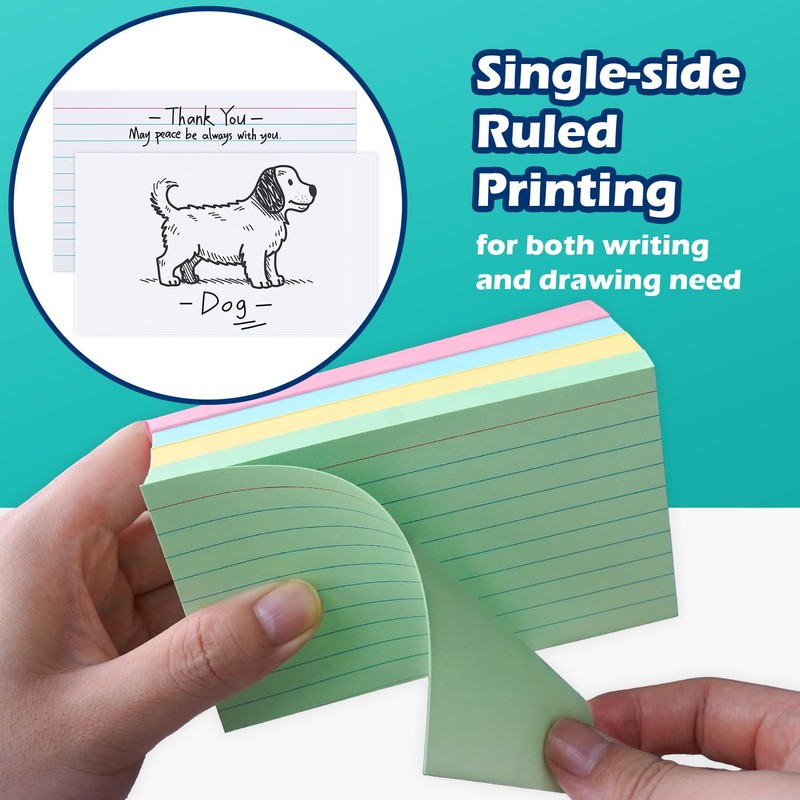 Pink Lined Index Cards 3x5 Ruled Note Cards 100 Count,