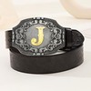 LYTOPTOP Western Cowgirl Cowboy Initial Belt Buckle│Letter AJ to Z