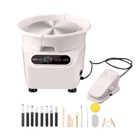 VEVOR 450W Direct Drive Pottery Wheel, 11 inch Forming Machine for Adults with LCD Touch Screen Foot Pedal, 50-300RPM Speed Adjustable Clay Potter's Wheel, for Ceramic Work Art Craft Home DIY, White