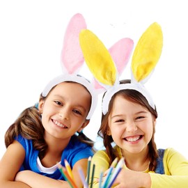 REDSTAR 4 Pack Easter Bunny Ears Headband - Rabbit Ears Headbands for Girls, Hair Accessories for Women Perfect for Easter Celebrations, Available in Yellow, Pink, Blue and Purple