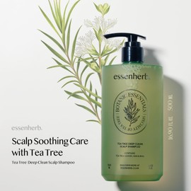 ESSENHERB Tea Tree Deep Clean Scalp Shampoo For Oily Hair | AHA & BHA Vegan Shampoo | mildly acidic pH 5-6, Made in Korea (16.90 fl oz, 500ml)