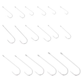 EMSea 90pcs Sea Fishing Hooks No.1-3/0 High Carbon Steel Long Shank for Pike Cod Bass Pollock Sea Eel Tope Fishing Hooks for Sea with Circle Silver