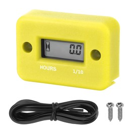 Bittwee Car Digital Inductive Hour Meter Waterproof IP68, for Gas Engine Generator Temperature Gauge Lawn Mower Land Trimmer UTV Brush Cutter Tractor ATV Boat Outboard Motorcycle Dirt Bike (Yellow)