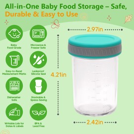 Tronco 8oz Glass Baby Food Storage Jars with Lids – 8 Pack, Large Reusable Glass Baby Food Containers for Infant Puree, Breast Milk, Freezer,Microwave,Dishwasher Safe
