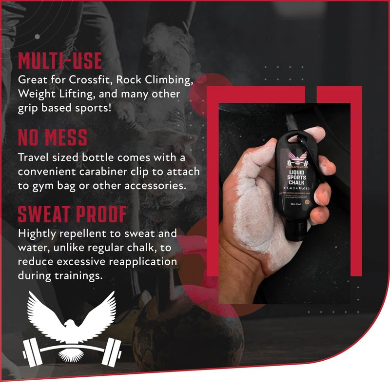 IRON AMERICAN Liquid Chalk - No-Mess Long-Lasting Grip Chalk for
