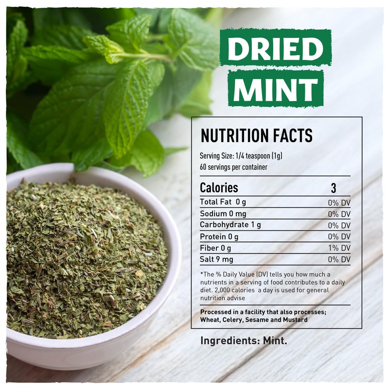 Eastanbul Dried Mint, 2.1oz, Dried Mint for Cooking, Peppermint Leaves,
