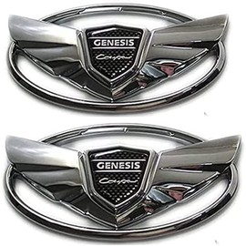 2 Pieces fit Genes Logo Front+ Trunk Stickers Emblem Badges 2010-2017 Fit Genesis Art of Speed Coupe Wing Car Accessories (Genes -Silver)