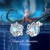 Octopus Earrings for Women, 925 Sterling Silver Moonstone Stud Earrings,