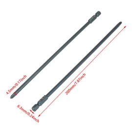 10 Stücke Schraubendreher Bit Set,200mm Extra Lange S2 Stahl Kreuzkopf PH2 Schraubendreher Bits Set 1/4 zoll Sechskantschaft