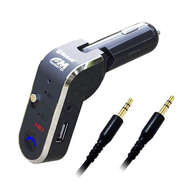Kashimura NKD-165 Bluetooth FM Transmitter with AUX Cable, Hands-free Calling, Compatible with 12V/24V Vehicles