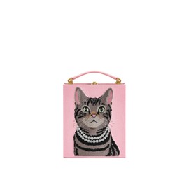 JW PEI Women's Taya Tabby Cat Pattern Book Shape Clutch Bag - Pink