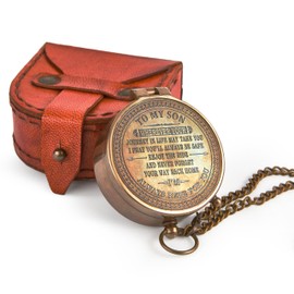 Engraved Pocket Compass with Leather Case – Inspirational Quote & Vintage Design Gift (Quote -1)