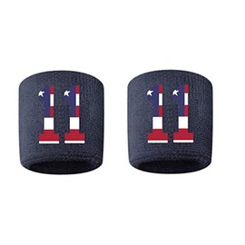 Custom Player Number Sweatband Wristband Navy Blue w/USA American Flag Number - Pick Your Number (11)