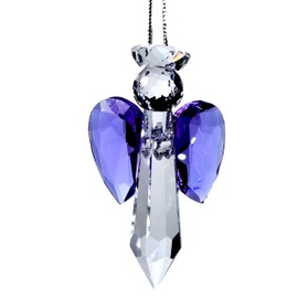 Rainbow crystal Violet Guardian Angel Crystal Suncatcher, 2.83 inch Long, Window, Flower, Car, Home Decor, Chakra Crystal Ornament, Rainbow Maker, Protection Angel (Violet)