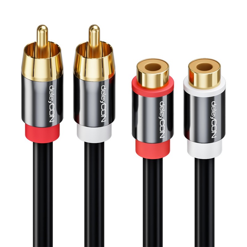 deleyCON PREMIUM 0.5m HQ Stereo Audio RCA Extension Lead -