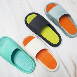 Two-tone color Two Bounce EVA slippers TR indoor shoes cushioned floor noise prevention multi-beach slippers living room shoes White Orange (44-45)