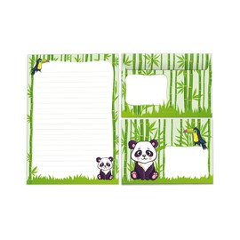 Writing Paper Set Letter Pad with Envelope for Girls Boys Kids Panda Animals Letter Paper Pad Lined (A5 Pad with 25 Sheets + 15 Envelopes)