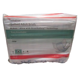 Cardinal Health Wings Quilted Adult Disposable Briefs Size Large Pack of 18