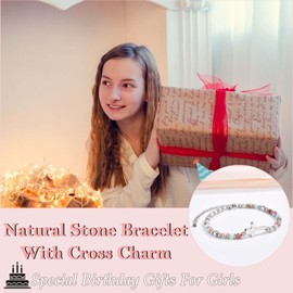 FIEEFX 18th Birthday Gifts for Girls, 18 Year Old Girl Birthday Gifts, Cross Bracelet Happy 18th Birthday Decorations for Girls Daughter Sister Granddaughter Niece with Card