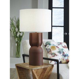 Signature Design by Ashley Rowandale Modern Metal Table Lamp with 3-Way Switch, Dark Brown