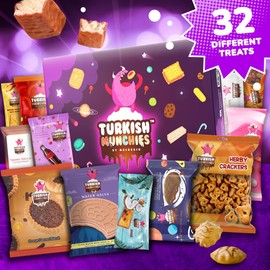 Turkish Munchies by Muekzoin Mega International Snack Box | Premium Exotic Foreign Snacks Unique Food Gifts Included Try Extraordinary Turkish Candies from Around the World 32 Full-Size
