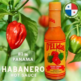 D'ELidas Habanero Hot Sauce, Natural Habanero Pepper Hot Sauce, Chombo Picante Sauce #1 in Panama, Non-GMO, Keto Friendly Food Habanero Sauce, 5 Fl Oz (Pack of 3)