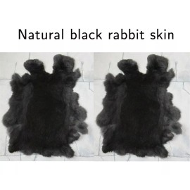 Unbranded 2pcs Genuine Natural Rabbit Skin Fur Pelt Tanned Leather Hides Craft Decor Black
