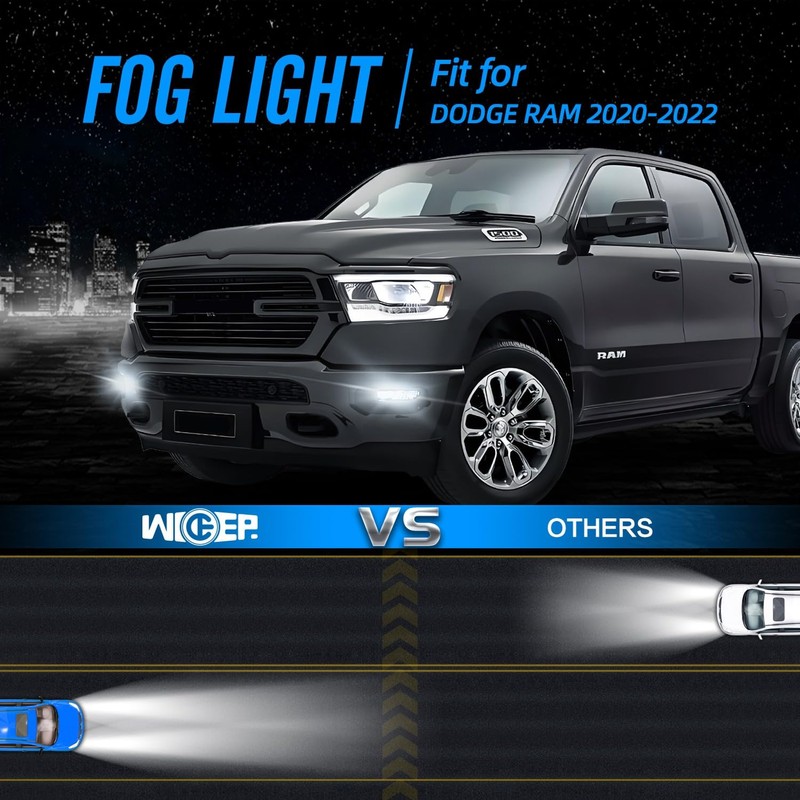 wideep Premium LED Fog Light Assemblies For Ram 2500 2020-2022