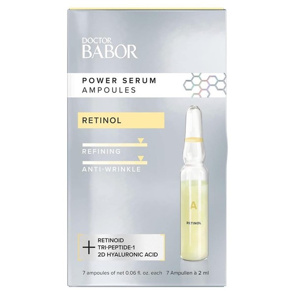 DOCTOR BABOR Power Serum Retinol, Ampoules for the face, Hyaluronic acid + Retinol for regeneration with anti-age effect, Vegan formula, 7 x 2 ml.