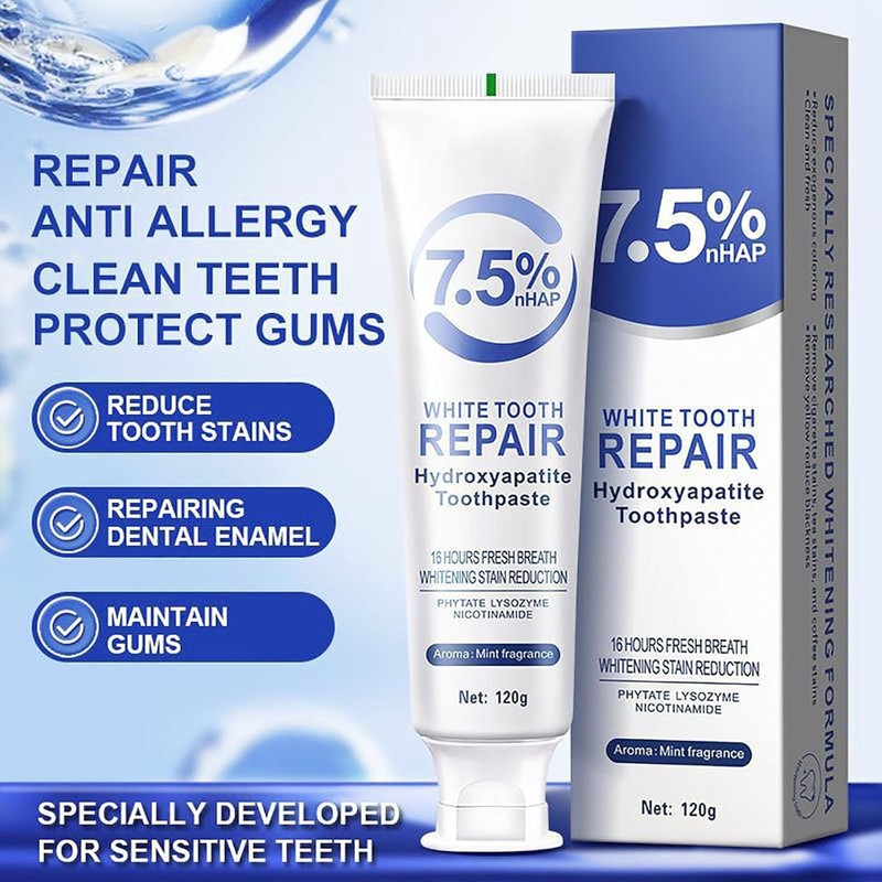 2Pcs 7.5% Hydroxyapatite Toothpastes for Enamel Protection and Tooth Strengthening,