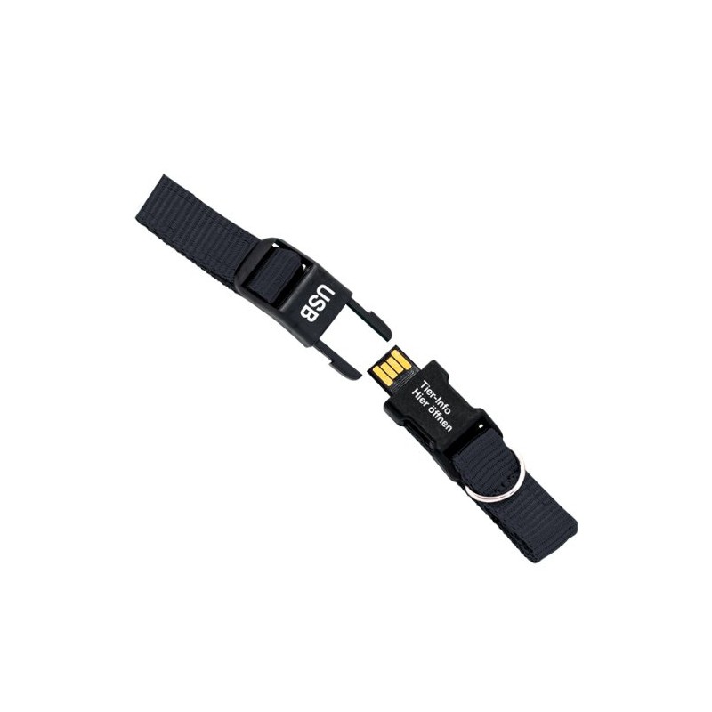 Dog-Ident USB Dog Collar, Black, Medium