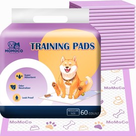 MoMoCo Puppy Pads 22” x 22” - 60 Count Disposable Dog Pee Pads, Super Absorbent & Leakproof Quick Drying Puppy Training Pads for Dogs (Lavender Purple)