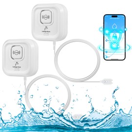Water Detector, Water Detector WLAN 100 dB Loud Water Sensor with Smart Life App Remote Control, Water Alarm for Kitchen, Cellar and Bathroom, Pack of 2