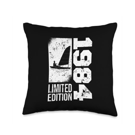 Sailors Yacht-Sailboats Vintage 1984 Birthday dinghy-sailing Throw Pillow