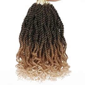 Kachanaa 10 Inch Senegalese Twist Crochet Hair for Black Women 8 Pack Pre Looped Crochet Braids With Curly Ends Pre Twisted Crochet Small Hair Synthetic Havana Twist Braiding Hair for Kids 1B27613#