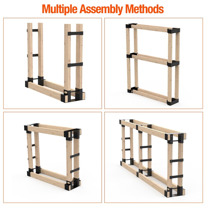 Ultdiyer Firewood Rack Outdoor Log Storage Bracket Kit,Heavy Duty Fire