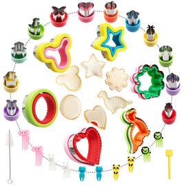 Juego de 30 cortadores y selladores de sándwiches divertidos cortadores de forma de alimentos para niños, almuerzo, frutas, verduras, cortadores de galletas, púas de alimentos para niños, almuerzo,
