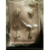 AVON Totally Chic Stud Earring Trio -Goldtone Studs Leafs/Squares/