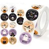 Halloween Stickers Roll 1000pcs, 2.5cm Round, 12 Spooky Patterns