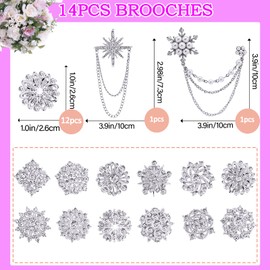 Yhsheen Silver Rhinestone Brooches Pin Kits Crystal Pearl Brooches for Bouquets for Wedding Decoration Accessories Jewelry Making Crafts(Sliver-14PCS)